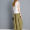 Kağıt dokulu pileli geniş paça pantolon Kağıt dokulu pileli geniş paça pantolon