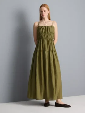 Katlı smock maxi elbise