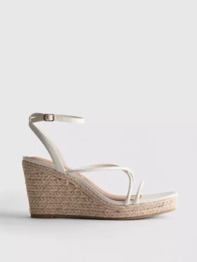 Kayışlı espadril topuklu sandaletler