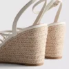 Kayışlı espadril topuklu sandaletler