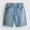 Kenarları işlenmemiş denim bermuda şort Kenarları işlenmemiş denim bermuda şort