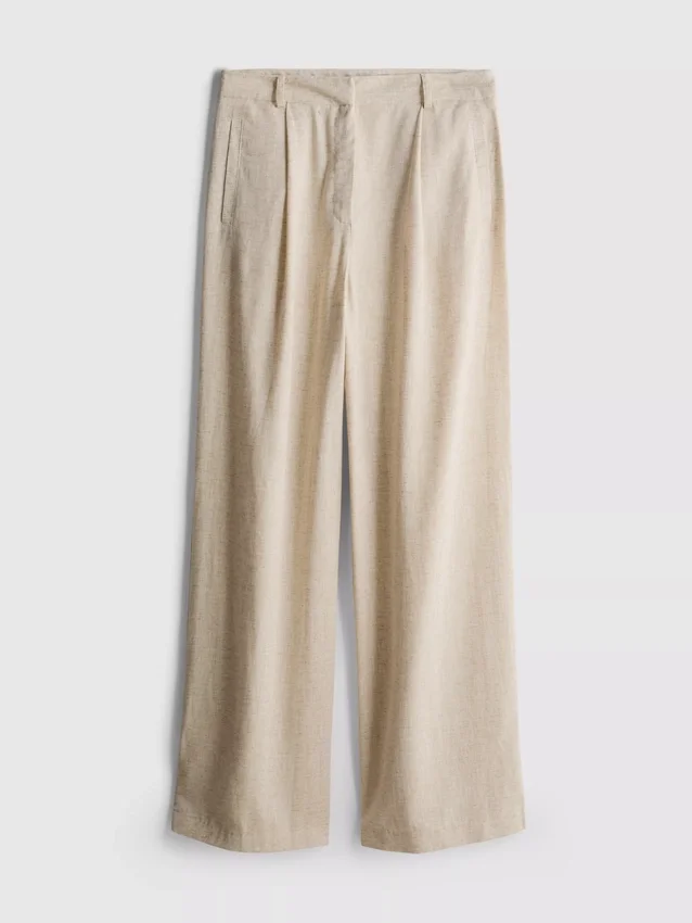 Keten karışımlı geniş paça pantolon Keten karışımlı geniş paça pantolon