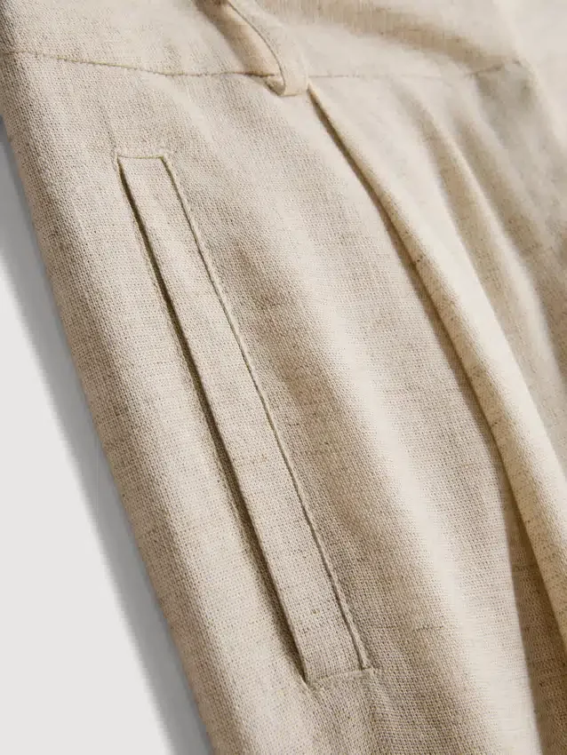 Keten karışımlı geniş paça pantolon Keten karışımlı geniş paça pantolon