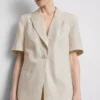 Keten karışımlı kısa kollu blazer Keten karışımlı kısa kollu blazer