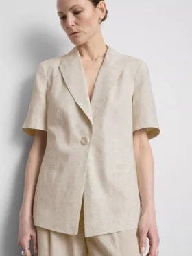 Keten karışımlı kısa kollu blazer