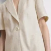 Keten karışımlı kısa kollu blazer Keten karışımlı kısa kollu blazer