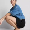 Keten karışımlı pileli şort Keten karışımlı pileli şort