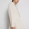 Keten karışımlı tek düğmeli blazer ceket Keten karışımlı tek düğmeli blazer ceket