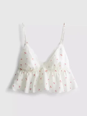 Kiraz desenli dantel süslemeli uçuşan bralette