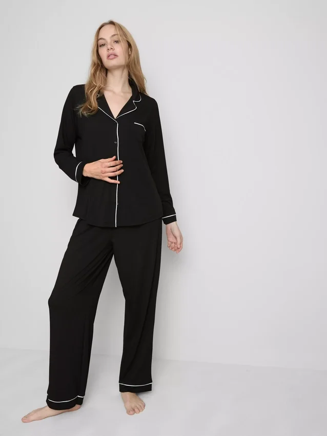 Kontrast şeritli boyfriend pijama Kontrast şeritli boyfriend pijama