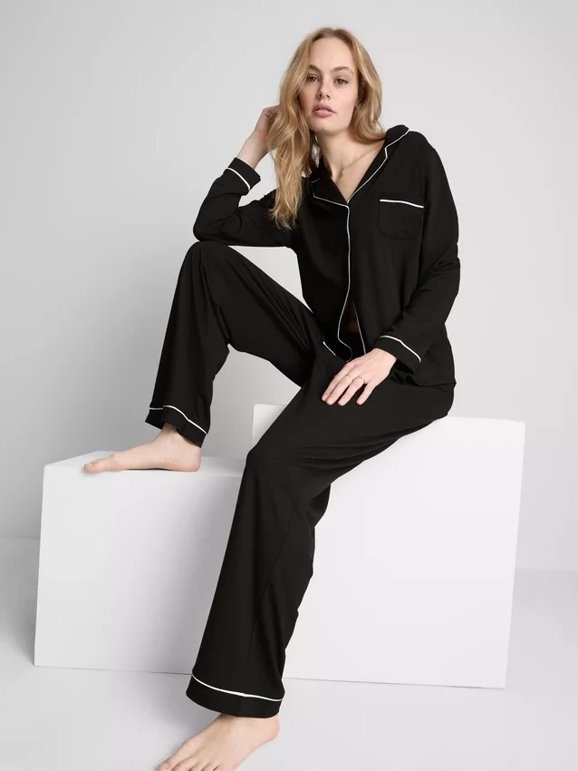 Kontrast şeritli boyfriend pijama Kontrast şeritli boyfriend pijama
