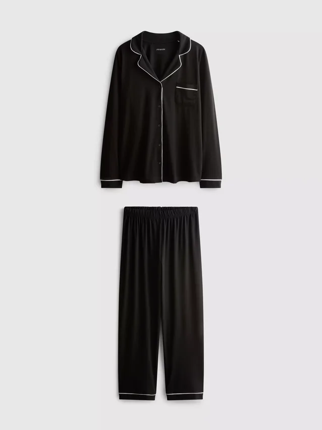 Kontrast şeritli boyfriend pijama Kontrast şeritli boyfriend pijama