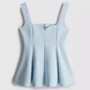 Krep kumaştan, kalp yakalı, peplum detaylı üst Krep kumaştan, kalp yakalı, peplum detaylı üst