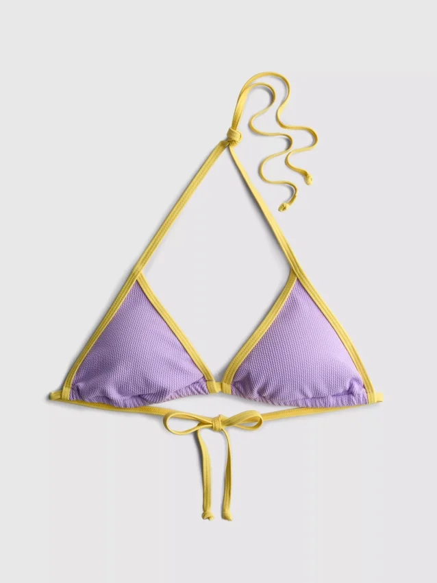 Kırışık kontrastlı üçgen bikini üstü Kırışık kontrastlı üçgen bikini üstü