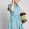 Kısa kollu katlı mini elbise Kısa kollu katlı mini elbise