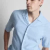 Kısa kollu keten karışımlı gömlek Kısa kollu keten karışımlı gömlek