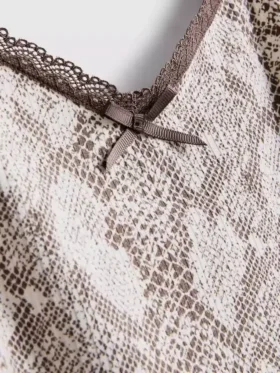 Leopar desenli dantelli cami pijamalar