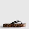 Leopar desenli flatform parmak arası terlik