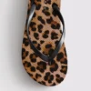 Leopar desenli flatform parmak arası terlik