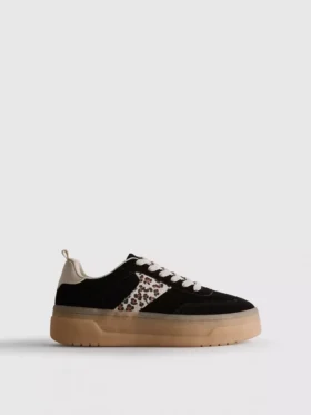 Leopar desenli kalın kauçuk tabanlı Sneakerlar
