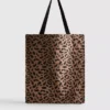 Leopar desenli kanvas tote çanta Leopar desenli kanvas tote çanta