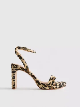 Leopar desenli platform topuklu ayakkabılar
