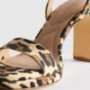 Leopar desenli platform topuklu ayakkabılar