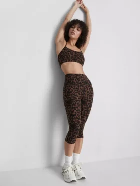 Leopar desenli spor kapri tayt