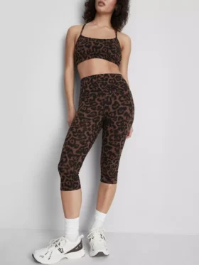 Leopar desenli spor kapri tayt