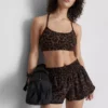 Leopar desenli, sırt kısmı açık spor crop top Leopar desenli, sırt kısmı açık spor crop top
