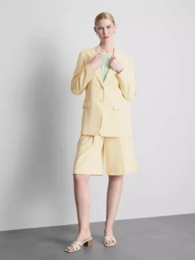 Lila tek sıra düğmeli blazer