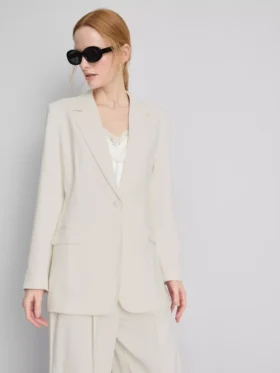 Lila tek sıra düğmeli blazer
