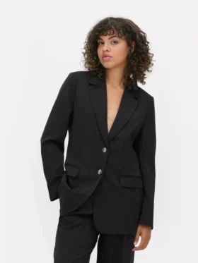 Lila tek sıra düğmeli blazer