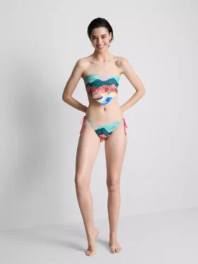 Manzaralı desenli bandana bikini üstü
