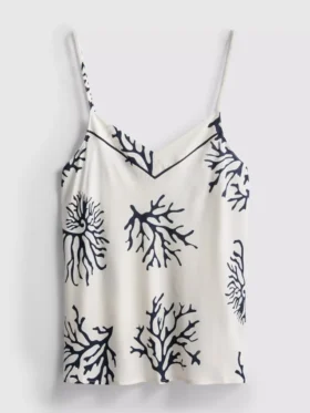 Mercan desenli pijama tarzı kolsuz bluz Mercan desenli pijama tarzı kolsuz bluz
