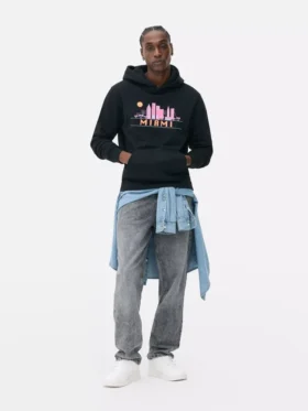 Miami silüetli kapüşonlu sweatshirt Miami silüetli kapüşonlu sweatshirt
