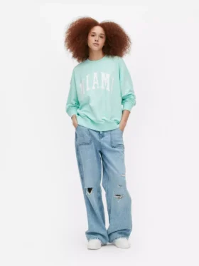 Miami yazılı oversize sweatshirt