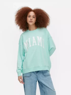 Miami yazılı oversize sweatshirt
