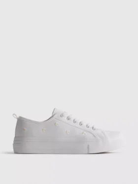 Nakışlı papatya desenli sneakerlar