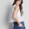 Önden bağlamalı pamuklu broderie bluz Önden bağlamalı pamuklu broderie bluz