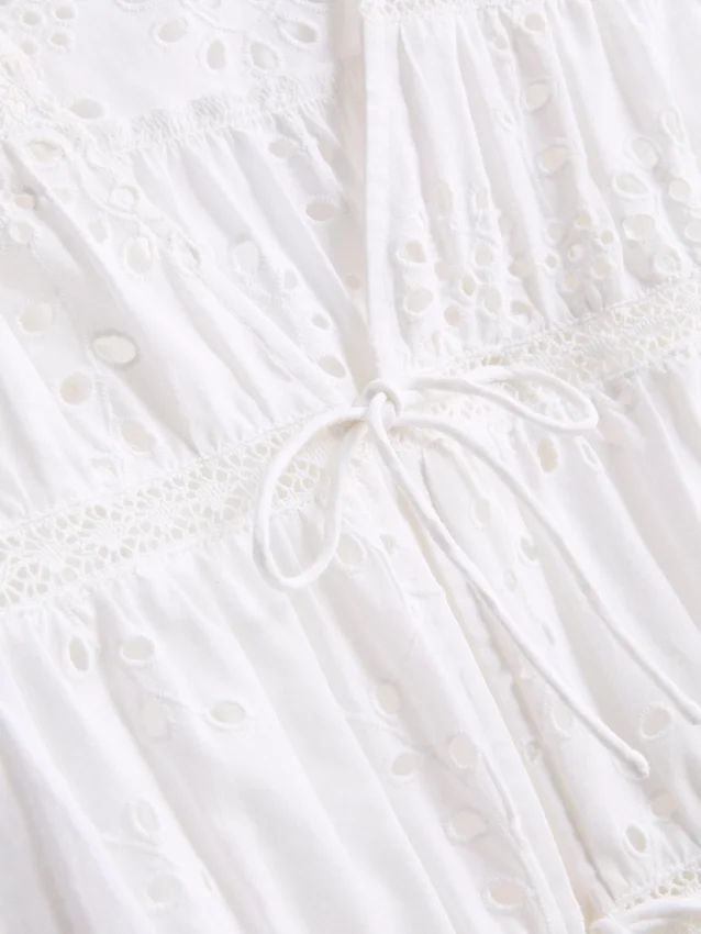 Önden bağlamalı pamuklu broderie bluz Önden bağlamalı pamuklu broderie bluz
