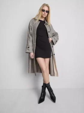 Nervürlü bodycon mini gömlek elbise