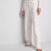 Nervürlü kelebek desenli pijama altları Nervürlü kelebek desenli pijama altları