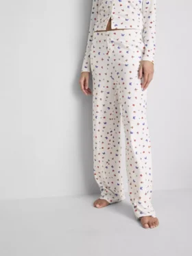 Nervürlü kelebek desenli pijama altları