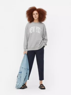 New York büyük beden grafikli sweatshirt