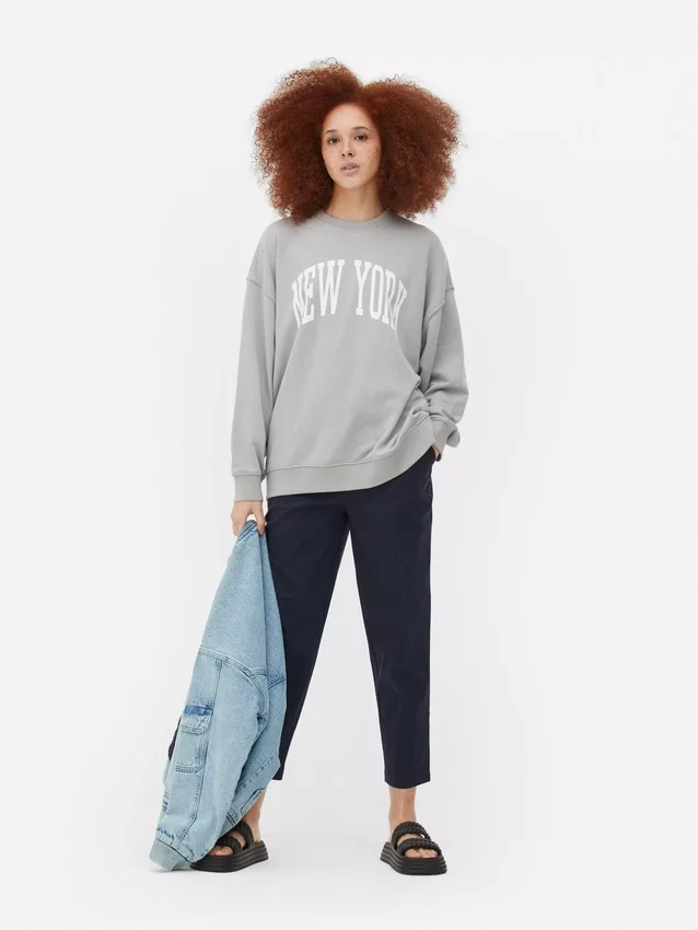 New York büyük beden grafikli sweatshirt New York büyük beden grafikli sweatshirt