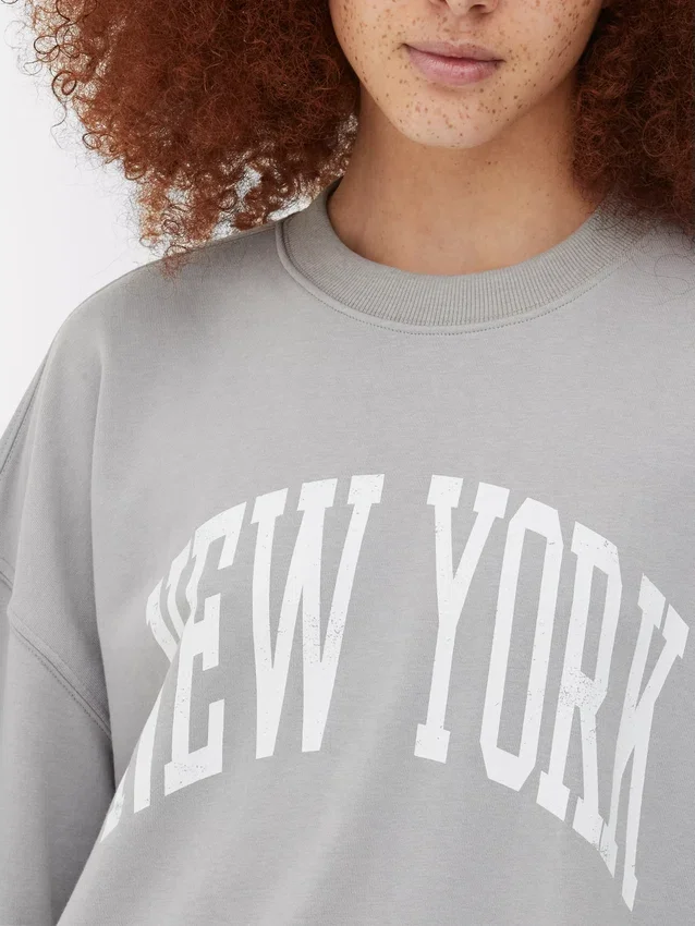 New York büyük beden grafikli sweatshirt New York büyük beden grafikli sweatshirt