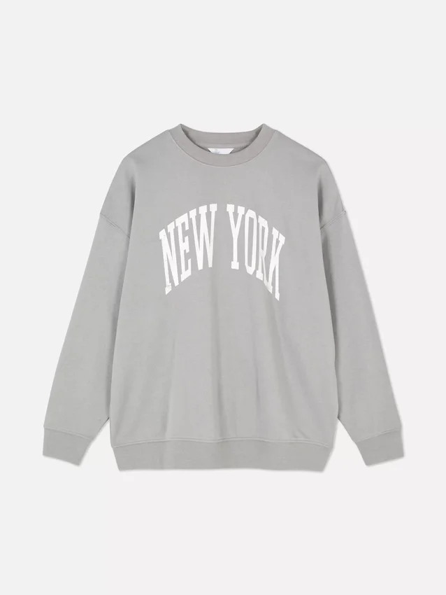 New York büyük beden grafikli sweatshirt New York büyük beden grafikli sweatshirt