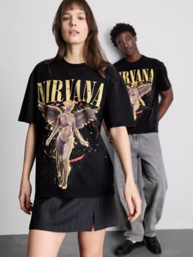 Nirvana melek desenli gömlek