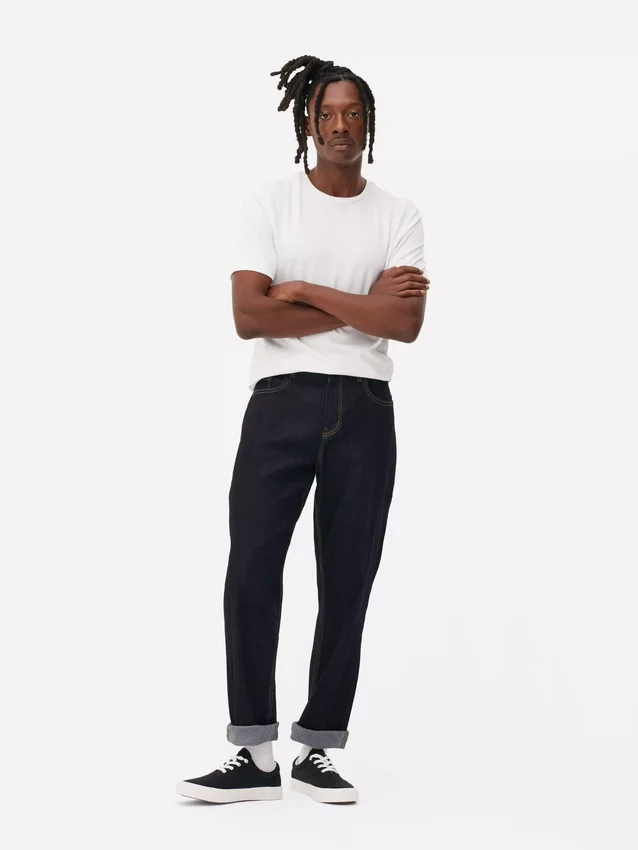 Orta bel, düz paça jean pantolon Orta bel, düz paça jean pantolon